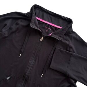 Juicy Couture Sport Women's XXL Black Stretch Full Zip, Drawstring Jacket Active